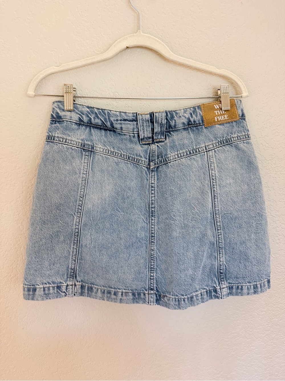We The Free Free People Button Front Denim Mini Skort Size 29 Light Wash - Picture 4 of 9